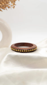 Golden Bead Wooden Bangle (Flat)